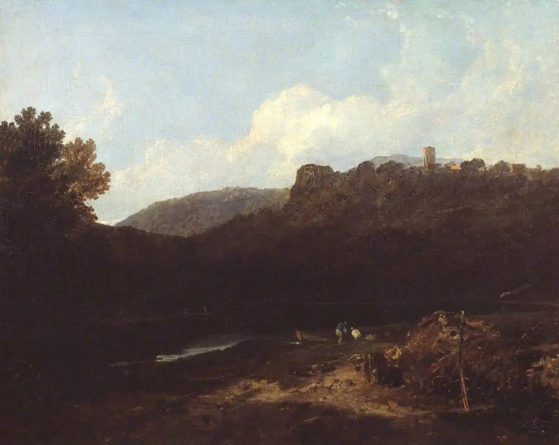 Vista in Galles: Scena di Montagna con Villaggio e Castello - Sera - J. M. W. Turner