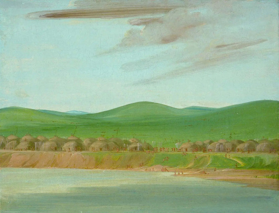 Village Arikara di capanne ricoperte di terra, a 2.600 km sopra Saint-Louis - George Catlin