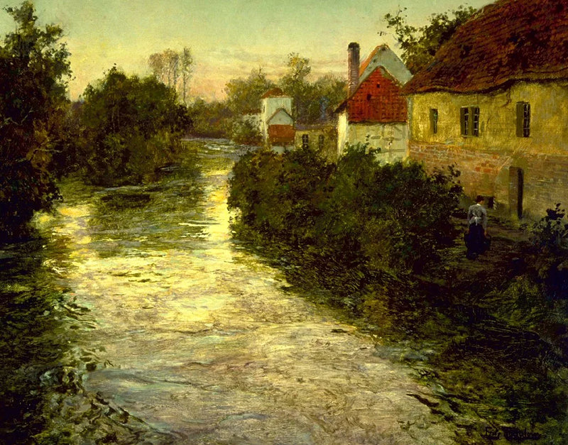 Villaggio lungo un ruscello - Frits Thaulow
