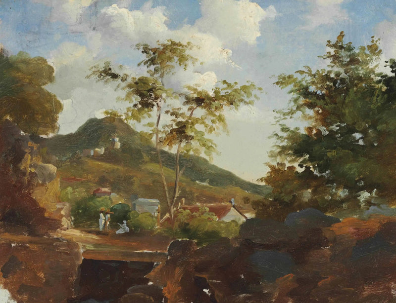 Villaggio ai piedi di una collina - Camille Pissarro