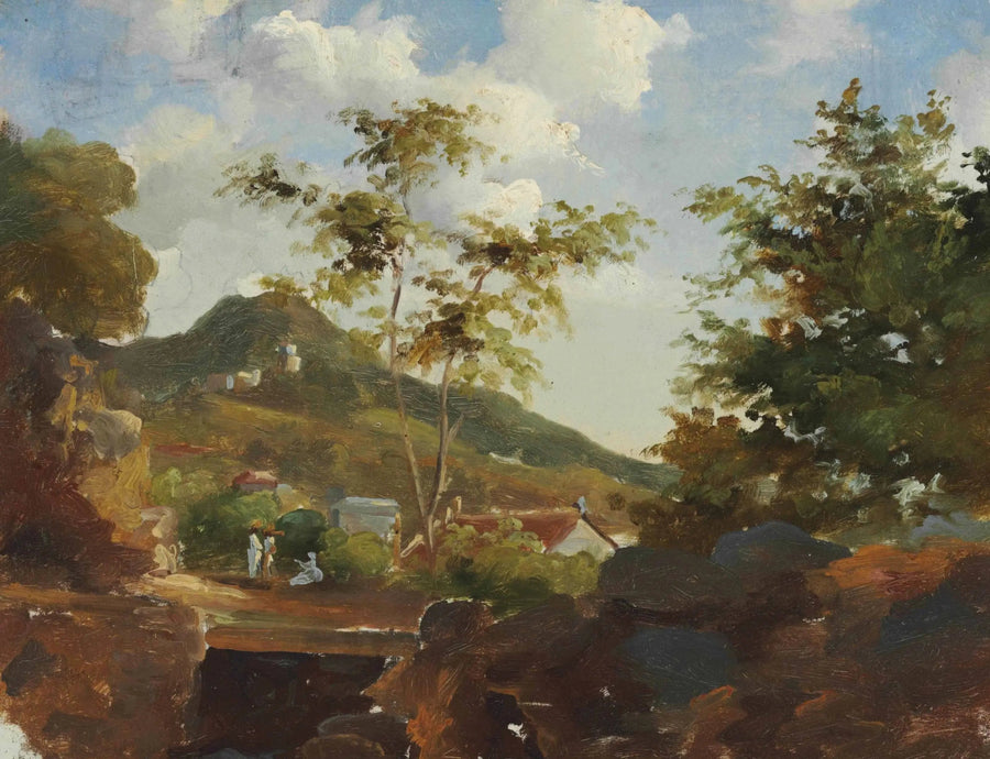 Villaggio ai piedi di una collina - Camille Pissarro