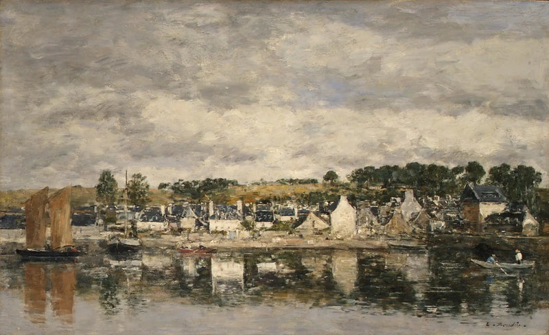 Villaggio presso un fiume - Eugène Boudin