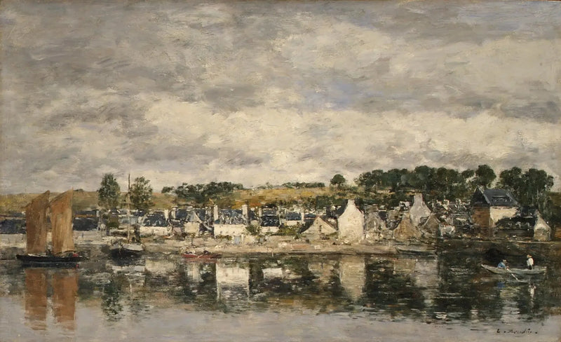 Villaggio presso un fiume - Eugène Boudin