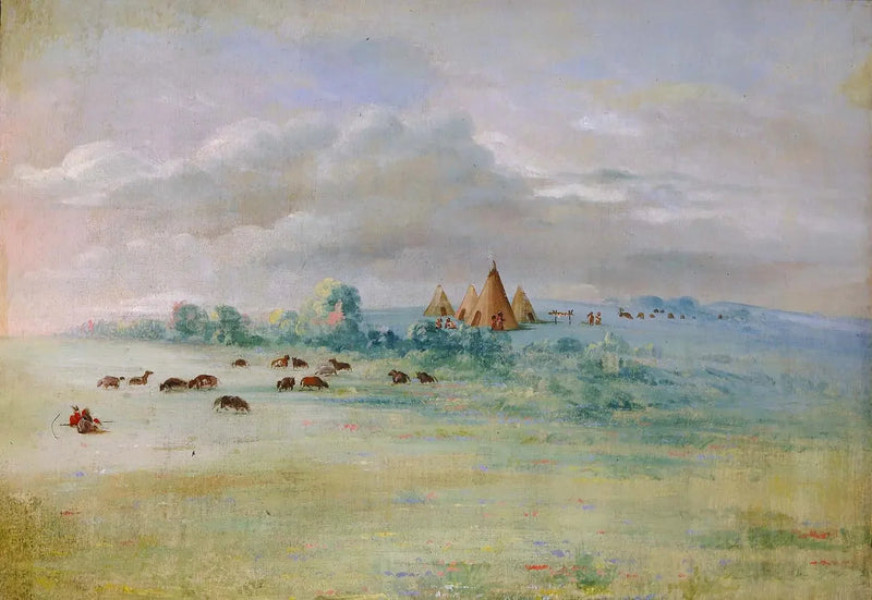 Village Sioux, lago Calhoun, vicino a Fort Snelling - George Catlin