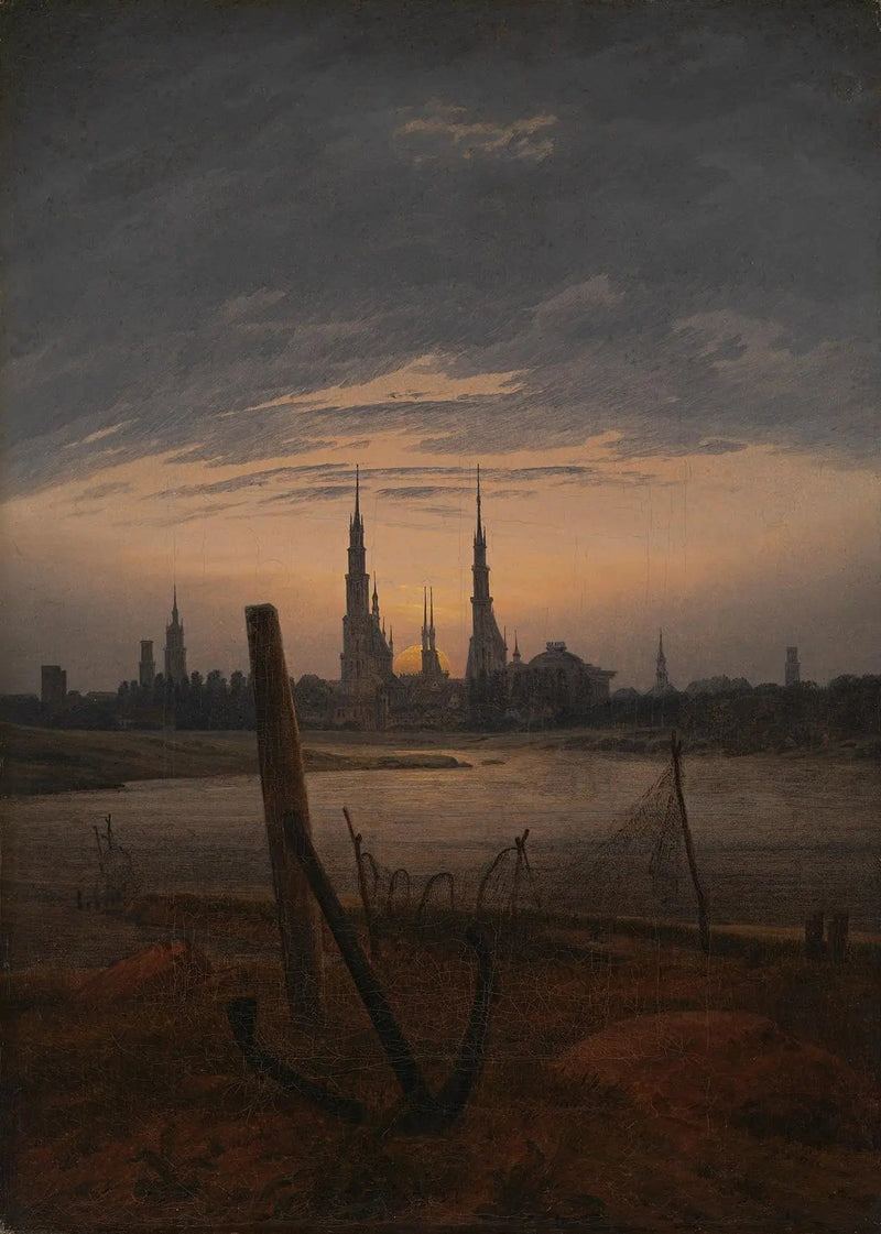 Città al sorgere della Luna - Caspar David Friedrich