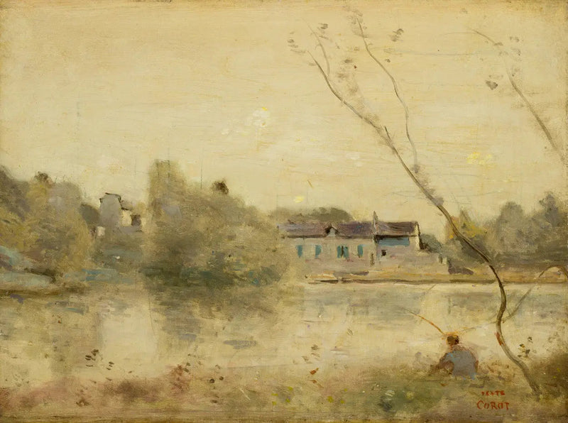 Ville-d'Avray. L'étang, piccoli alberi pendenti in primo piano - Jean-Baptiste Camille Corot