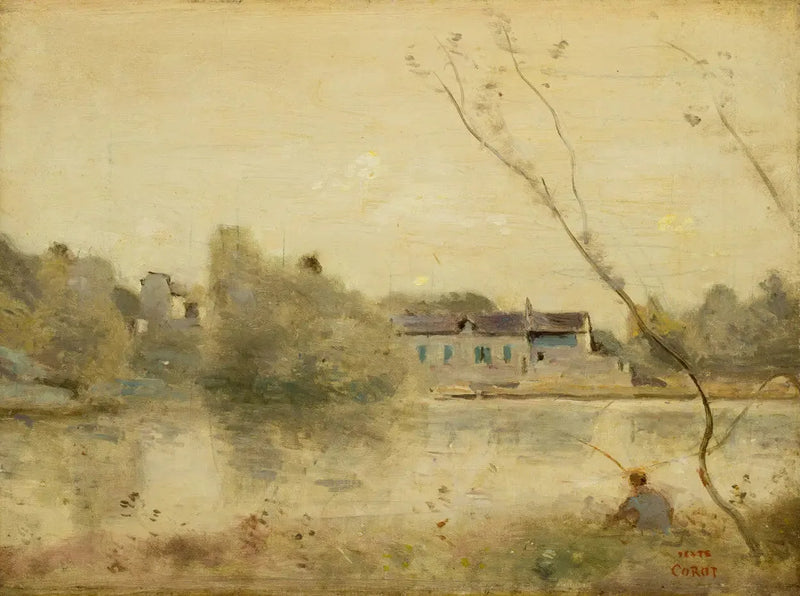 Ville-d'Avray. L'étang, piccoli alberi pendenti in primo piano - Jean-Baptiste Camille Corot
