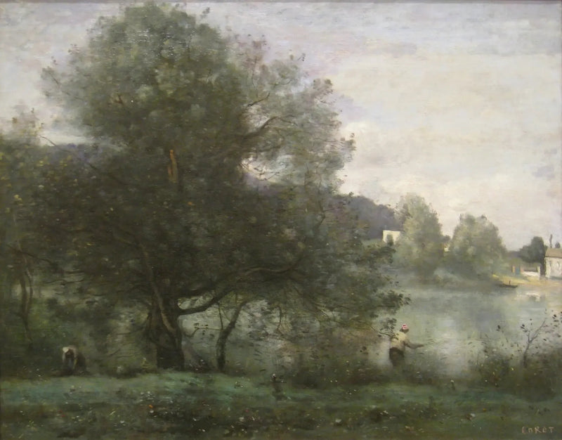 Ville-d'Avray. Un pescatore sul bordo dello stagno - Jean-Baptiste Camille Corot