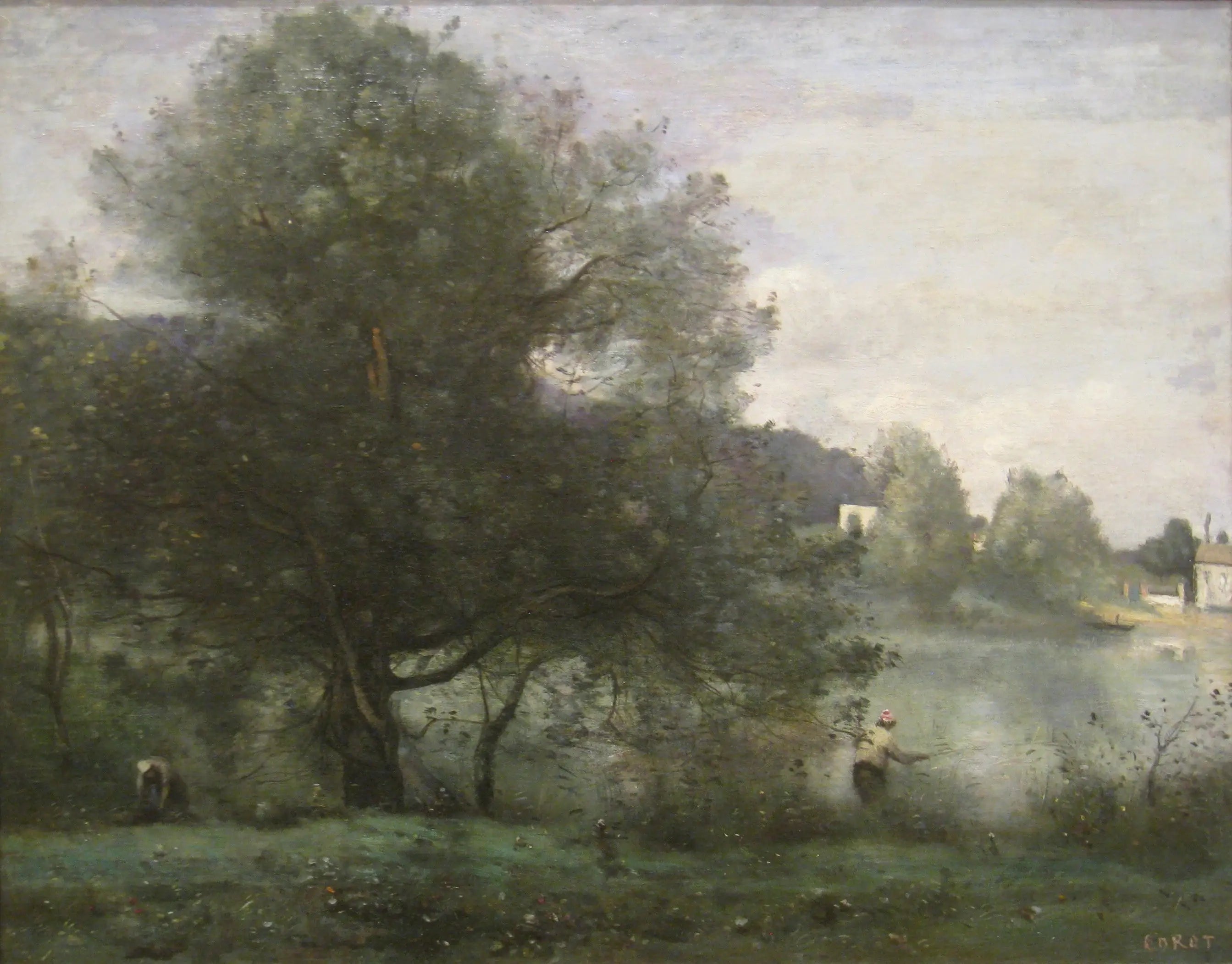 Ville-d’Avray. Un pêcheur au bord de l’étang - Jean-Baptiste Camille Corot - Alpha Reproduction