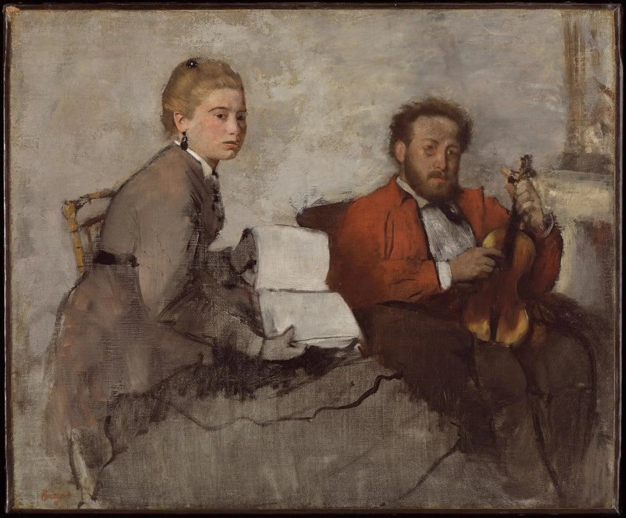 Violinista e giovane donna con un quaderno di musica) - Edgar Degas