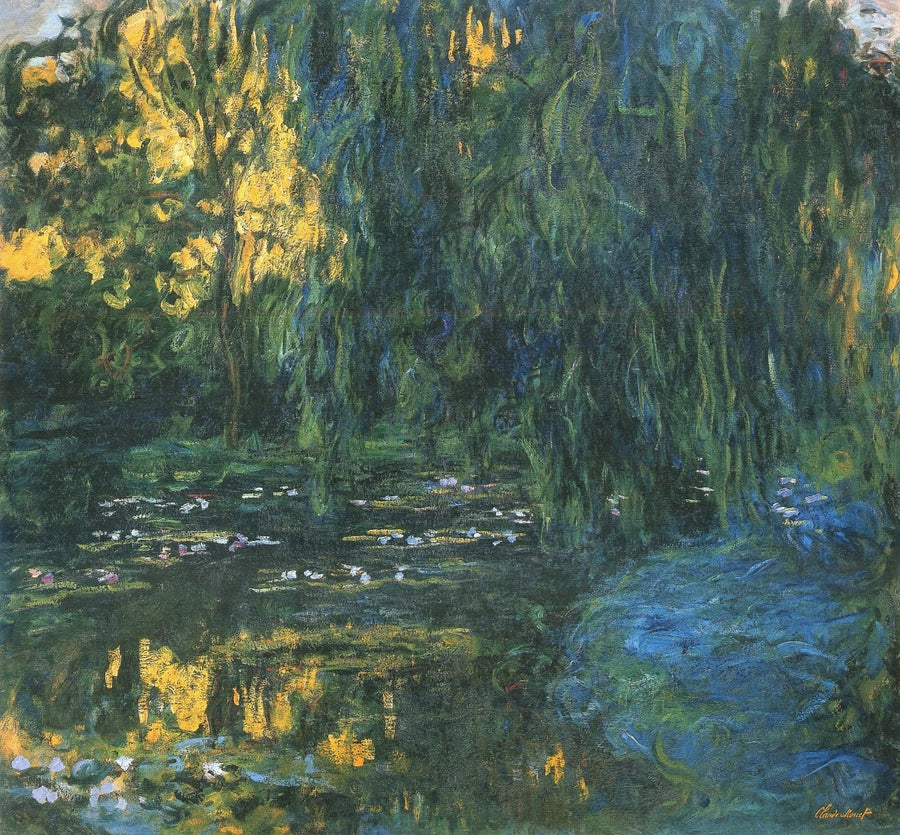Vista dello stagno con ninfee e salice - Claude Monet