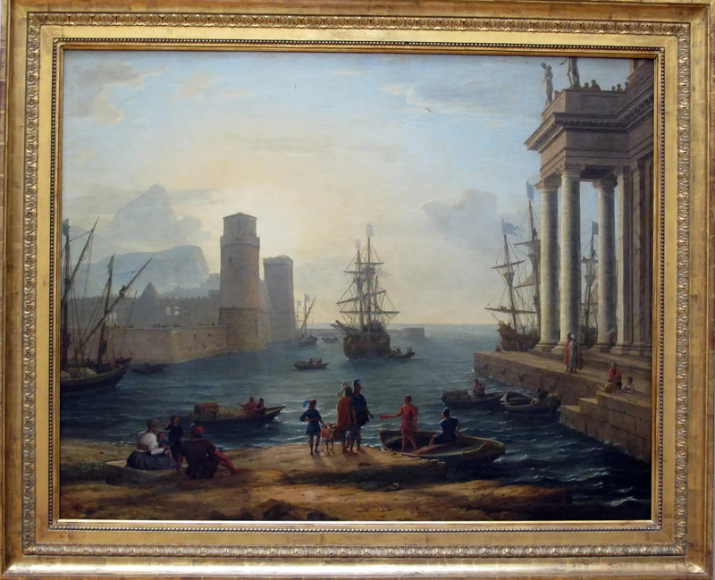 Vista di un porto marittimo, effetto di nebbia - Claude Lorrain