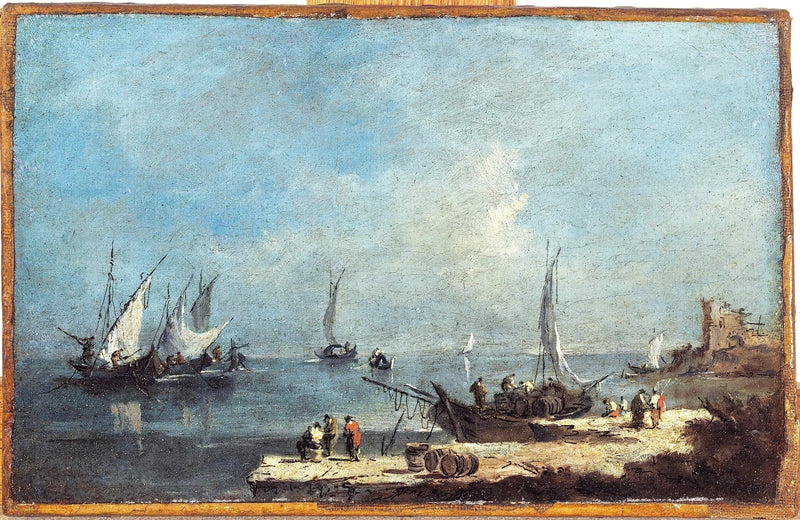 Vista di un porto, sulla laguna - Francesco Guardi