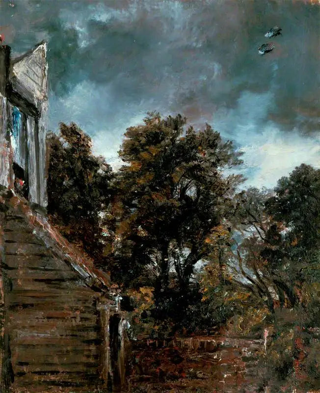 Vista in un giardino, con un capannone a sinistra - John Constable