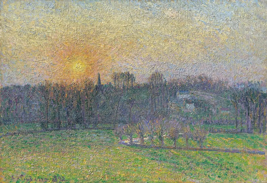 Vista di Bazincourt, tramonto - Camille Pissarro