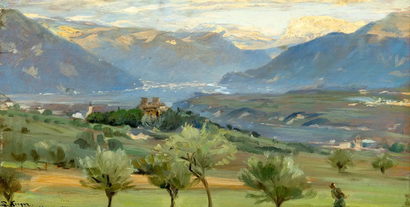 Vista di Bolzano dal castello di San Valentino in Tirolo. - Peder Severin Krøyer