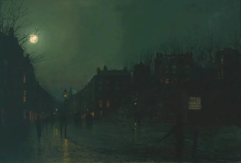 Vista di Heath Street di notte - John Atkinson Grimshaw
