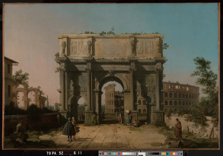 Vista dell'arco di Costantino con il Colosseo - Canaletto