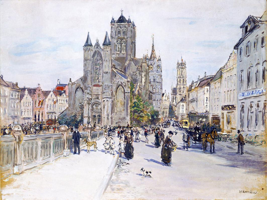 Veduta della chiesa di San Nicola a Gand - Jean-François Raffaello