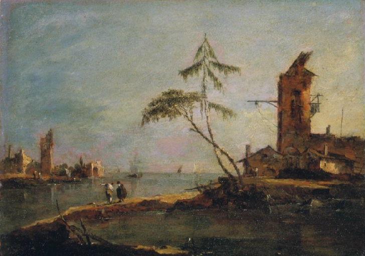 Vista dell'ingresso di un canale con due torri - Francesco Guardi