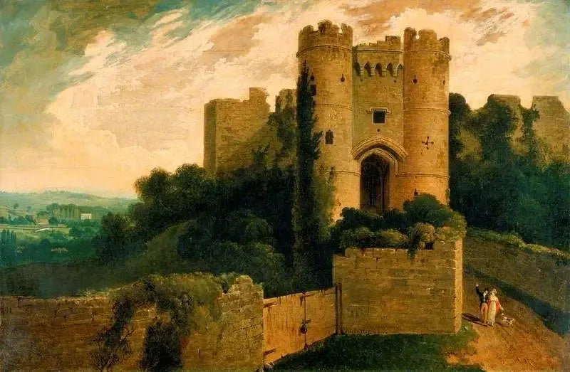 Vista dell'ingresso del castello di Carisbrooke, isola di Wight - John Martin