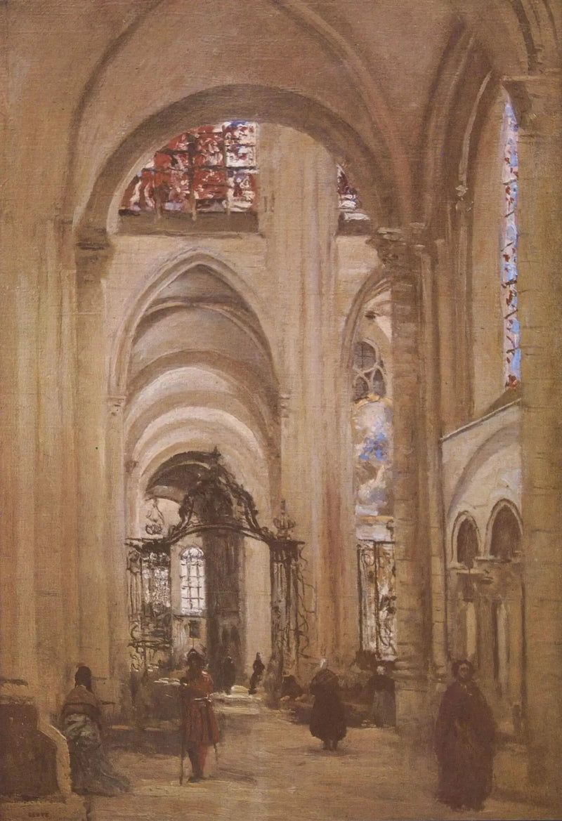 Vista dell'interno della cattedrale di Sens - Jean-Baptiste Camille Corot