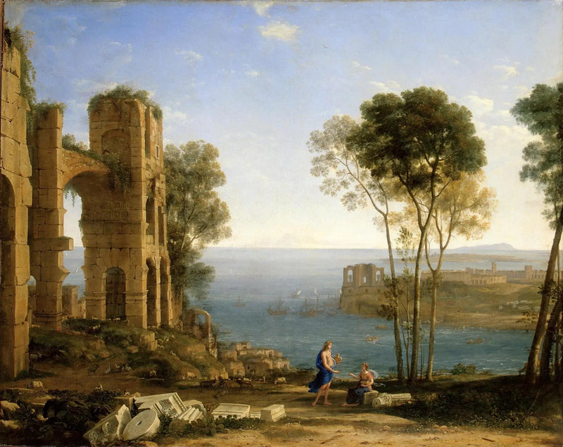 Vista della costa con Apollo e la Sibilla di Cuma - Claude Lorrain