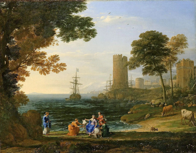 Vista della costa con lo sbarco d'Europa - Claude Lorrain