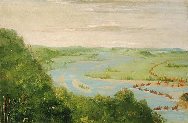 Vista del fiume canadese, Dragoons Crossing - George Catlin