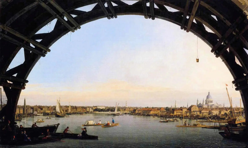 Vista del Tamigi e della City sotto un arco di Westminster Bridge - Canaletto