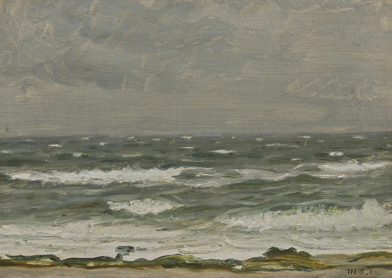 Vista dalla costa verso il mare con onde spumeggianti, Skagen. - Michael Peter Ancher