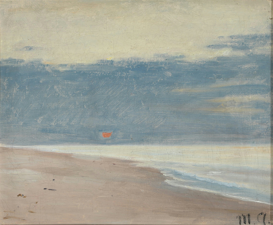 Vista da una spiaggia sotto un sole basso. - Michael Peter Ancher