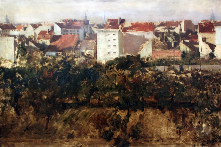 Vista degli edifici sul retro - Adolph von Menzel