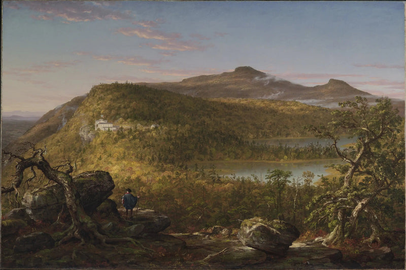 Vista dei due laghi e di Mountain House, montagne Catskill, mattina - Thomas Cole