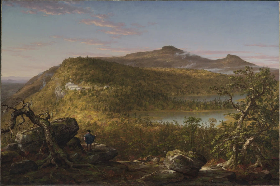 Vista dei due laghi e di Mountain House, montagne Catskill, mattina - Thomas Cole