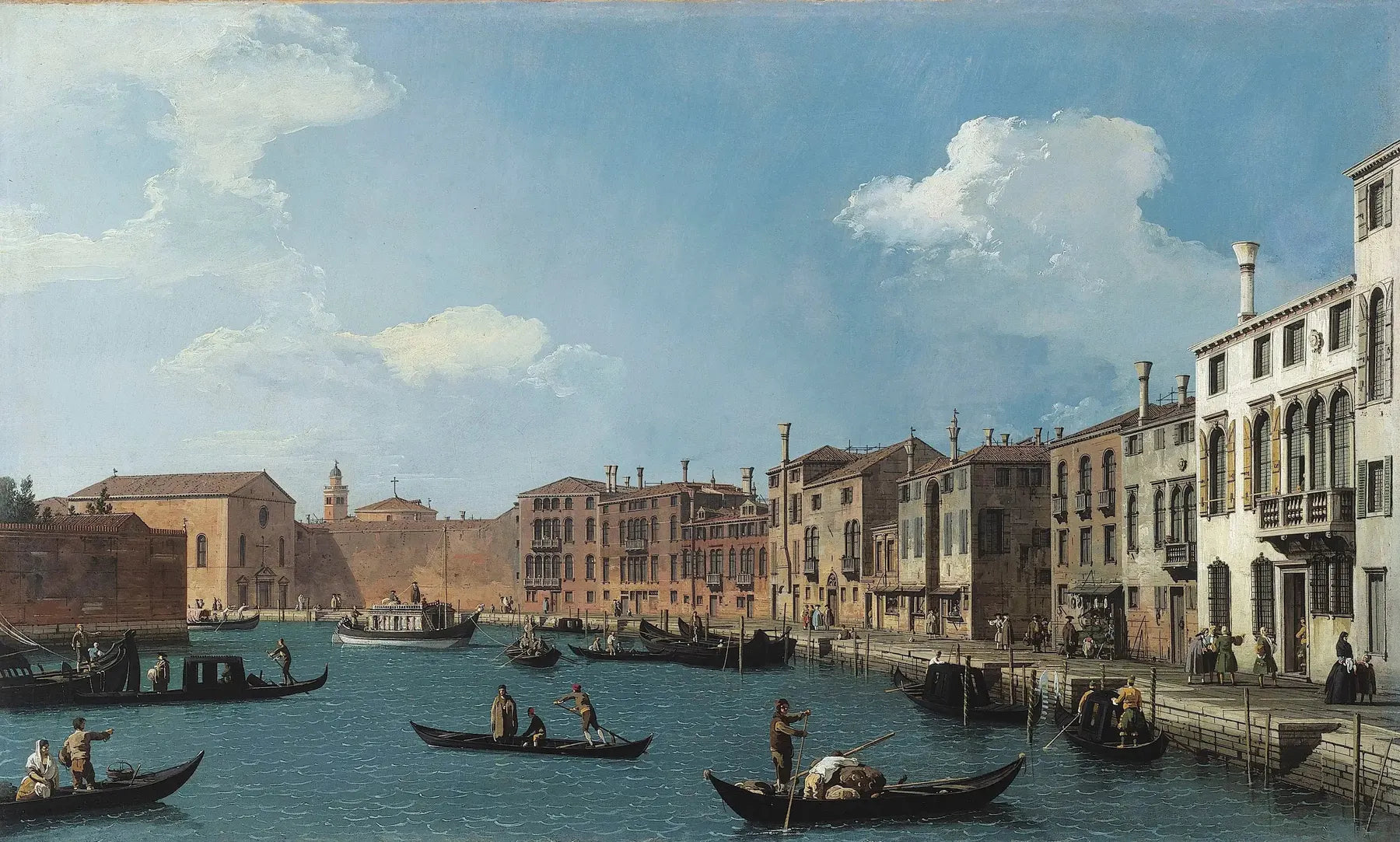 Vue du canal de Santa Chiara, Venise - Canaletto image 1 copie peinte à la main à l’huile