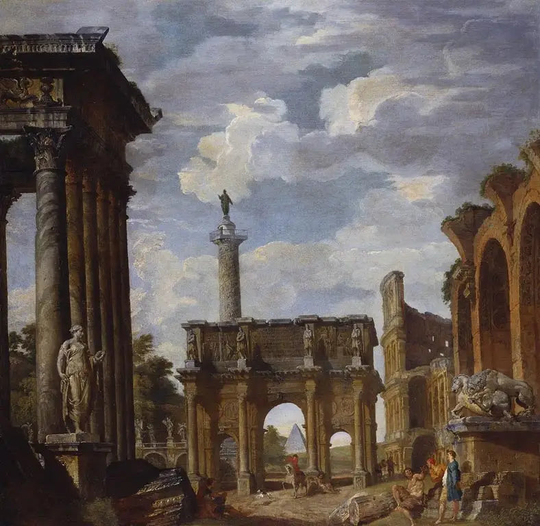 Vista del Caprice con l'Arco di Costantino e altre rovine romane - Giovanni Paolo Panini