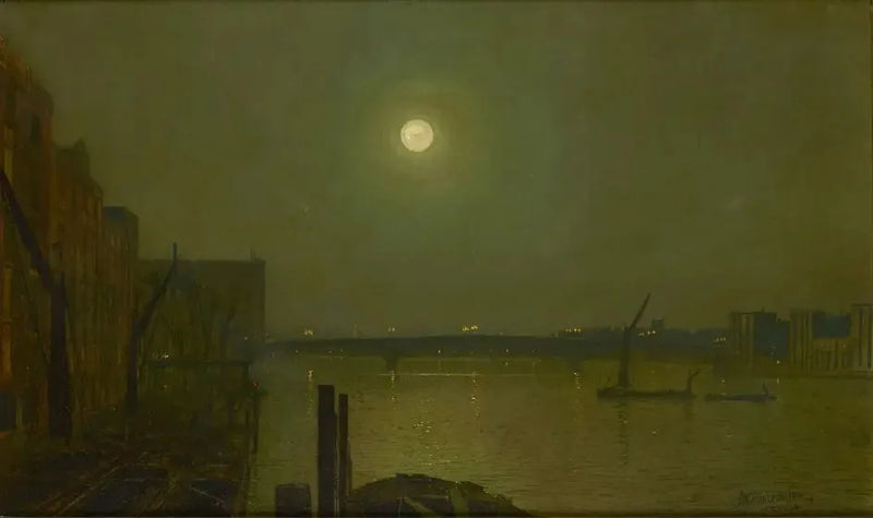 Vista del ponte di Southwark di notte - John Atkinson Grimshaw