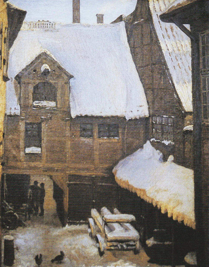 Vista invernale a casa di Mikkel Vibe (nota anche come casa di Sigvert Grubbe) su Strandgade a Christianshavn, Copenaghen. - Peder Severin Krøyer