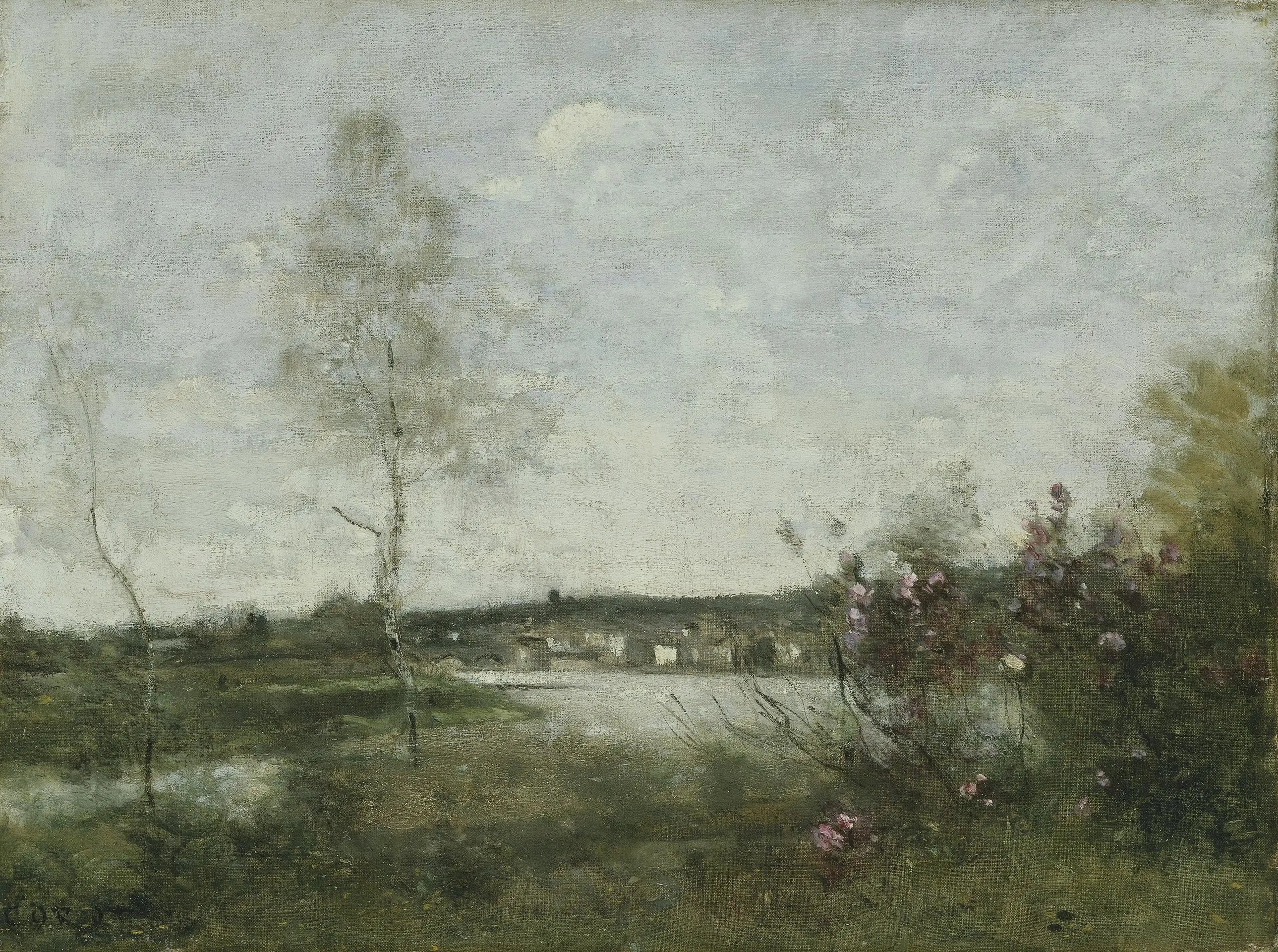 Vue lointaine de Corbeil matin - Jean-Baptiste Camille Corot - Alpha Reproduction