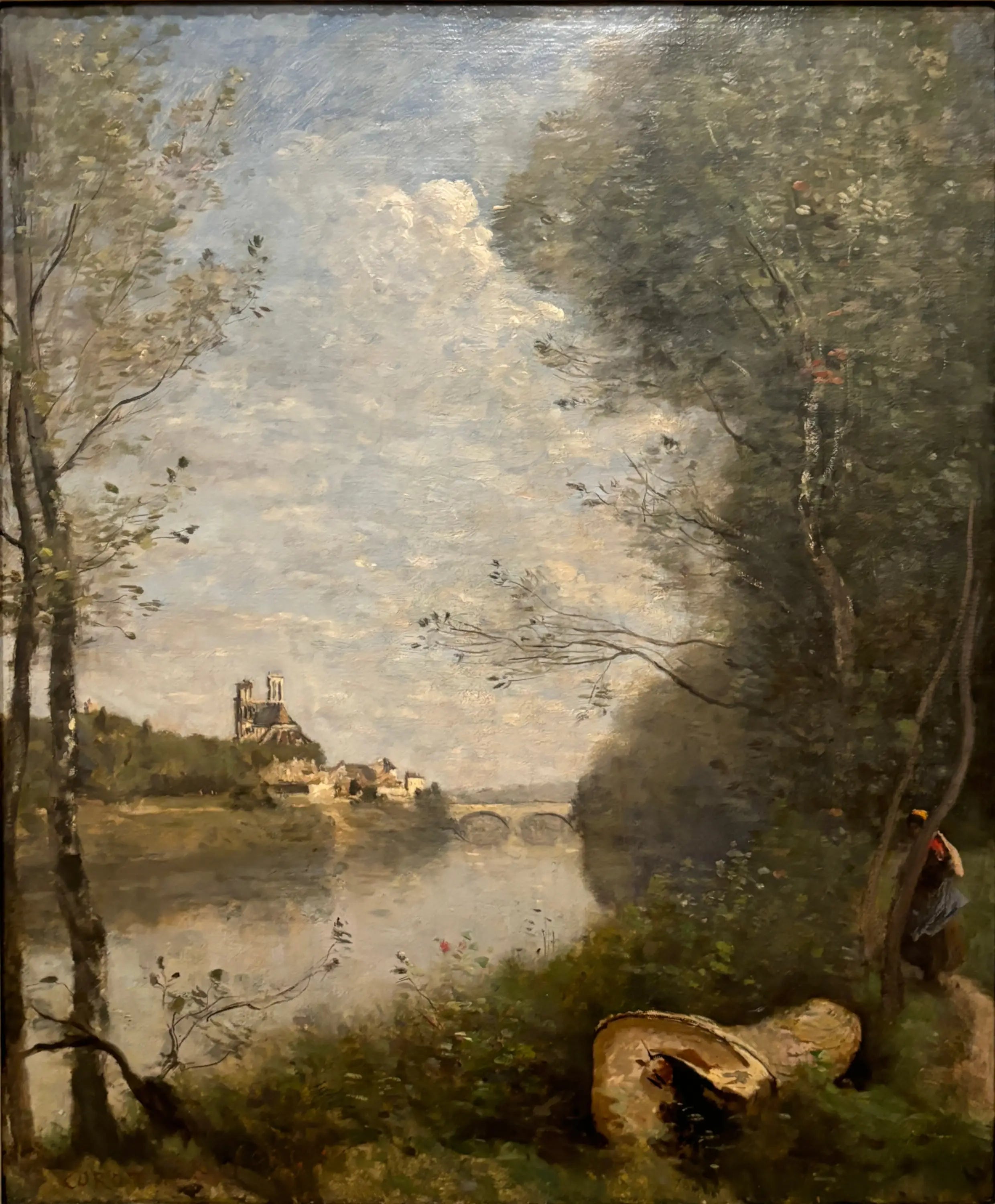 Vue lointaine de la cathédrale de Mantes - Jean-Baptiste Camille Corot - Alpha Reproduction