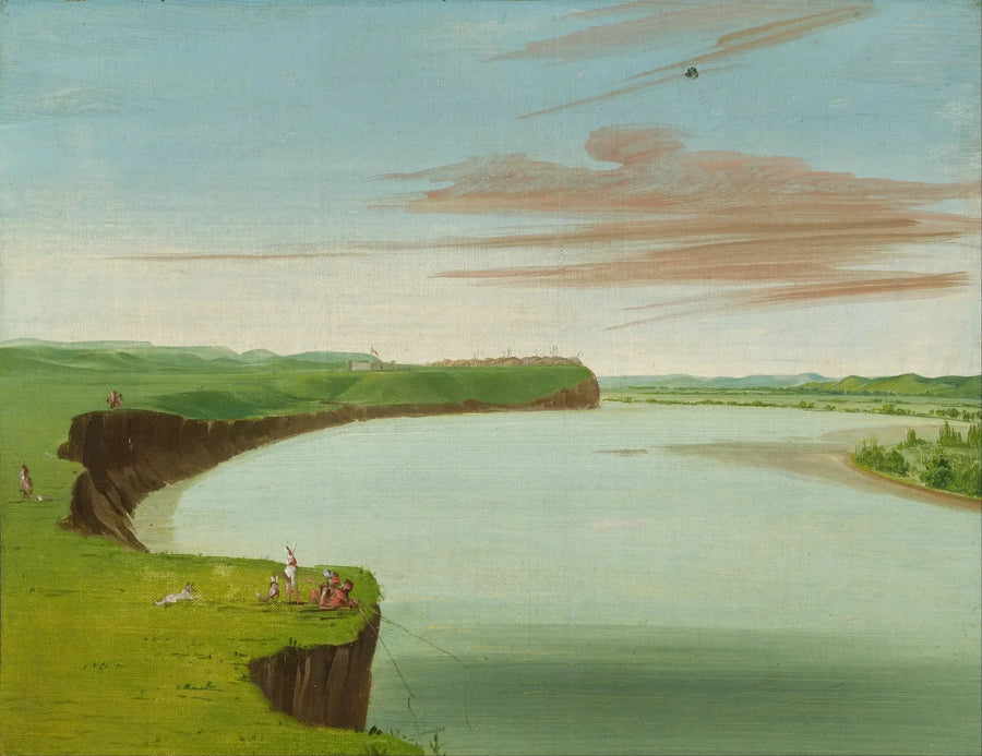 Veduta lontana del villaggio Mandan - George Catlin