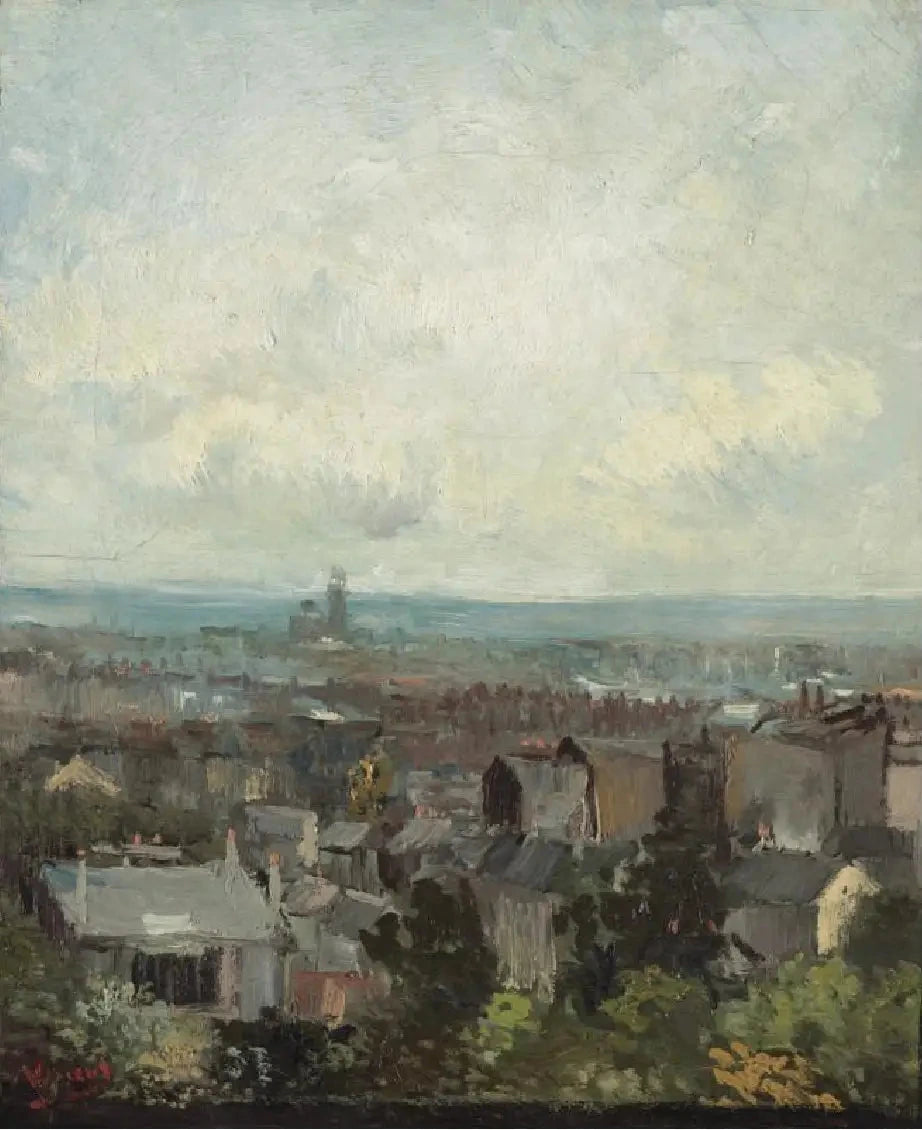 Vue de Paris depuis les environs de Montmartre F265 — toits, dôme et vaste ciel peints par Vincent van Gogh