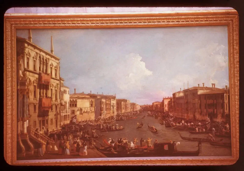 Vista sul Grande Canale dal Palazzo Balbi fino al Ponte di Rialto, durante una regata - Canaletto