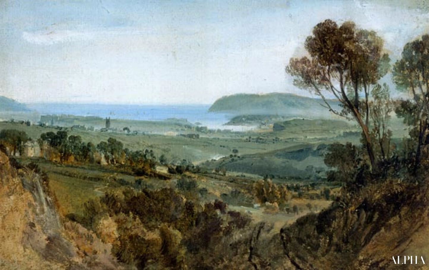 Vue sur Plymouth et son port - William Turner - Reproductions de tableaux et peintures haut de gamme