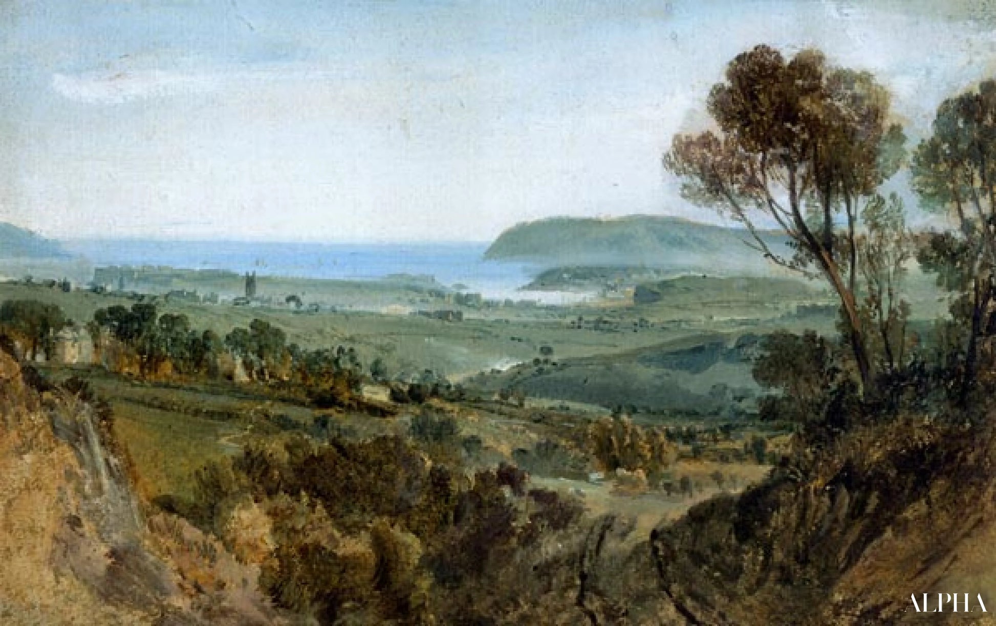 Vue sur Plymouth et son port - William Turner - Reproductions de tableaux et peintures haut de gamme