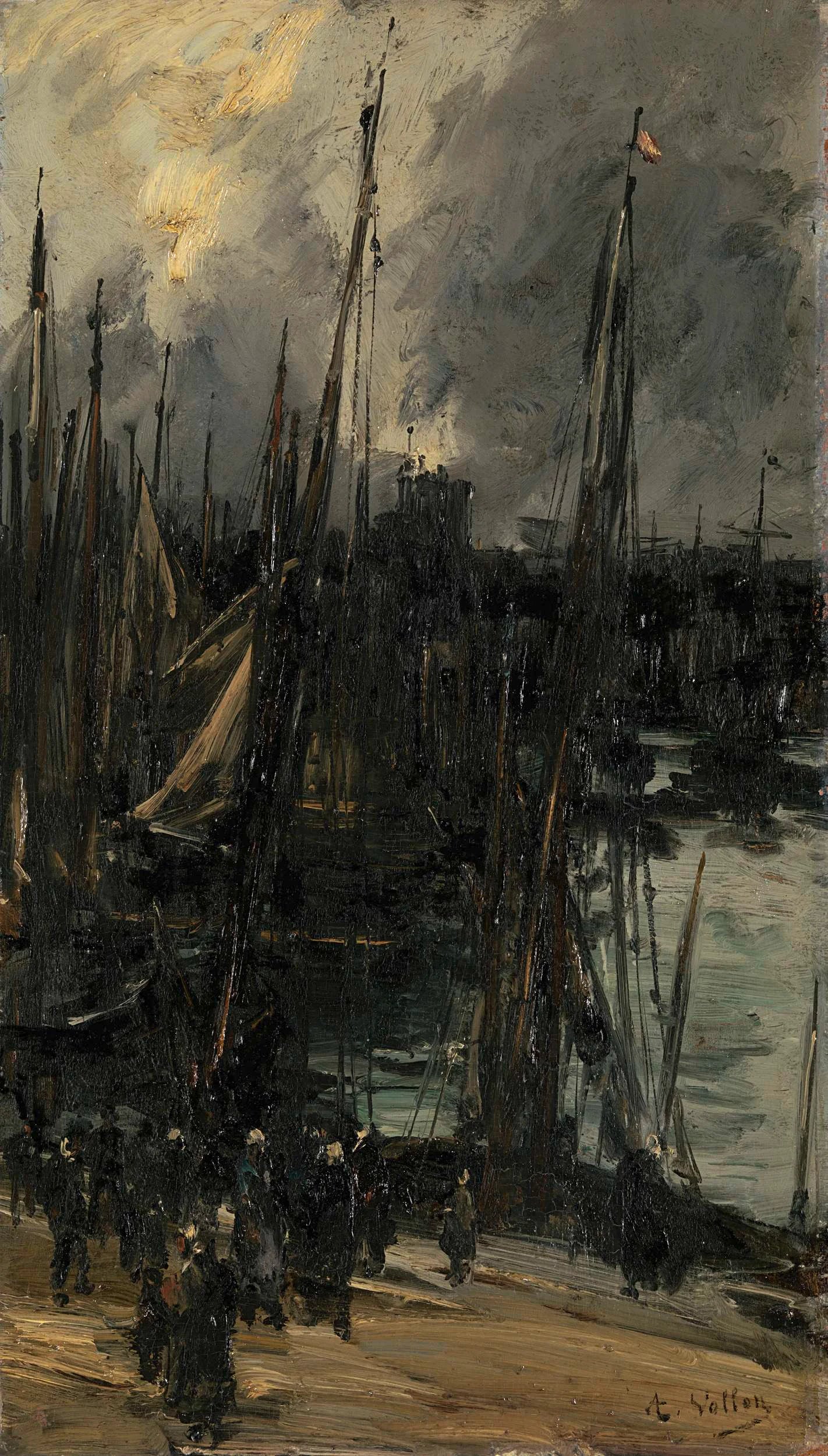 Vue sur le port de Dunkerque (ou Dieppe ?) - Antoine Vollon