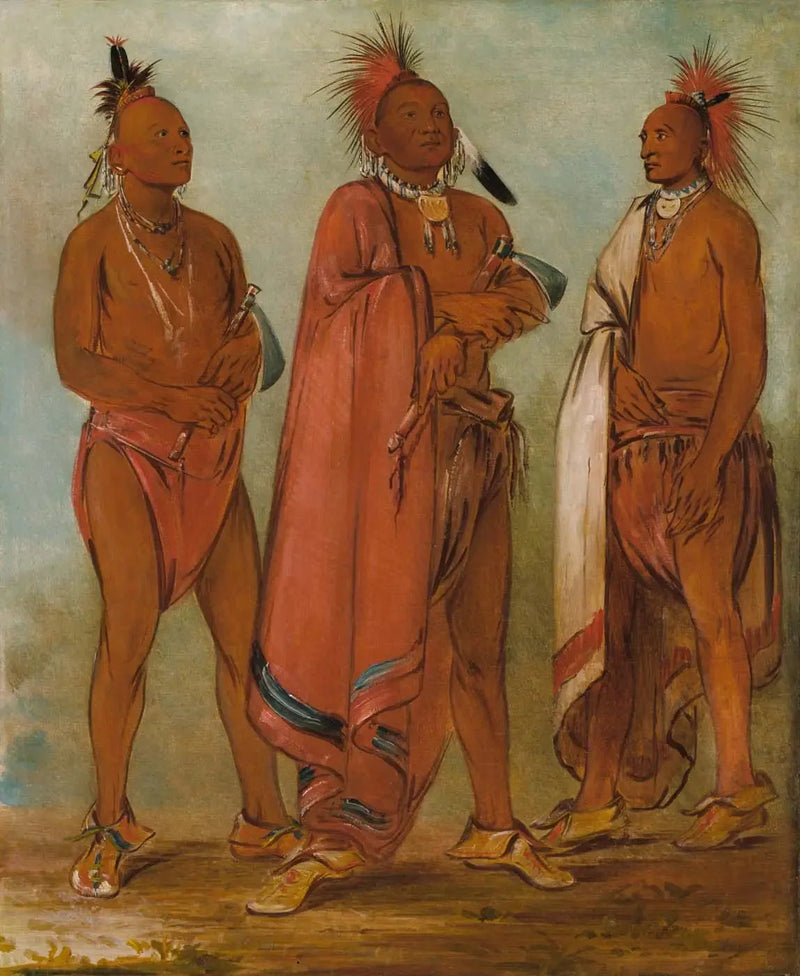 Wa-másh-ee-sheek, Celui qui enlève ; Wa-chésh-uk, La guerre ; Mink-chésk, Trois giovani uomini distinti