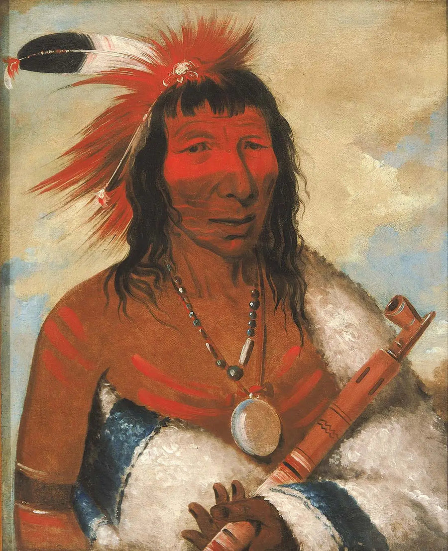 Wá-nah-de-túnk-ah, Grand Aigle (ou Chien Noir), Capo della banda O-hah-kas-ka-toh-y-an-te - George Catlin
