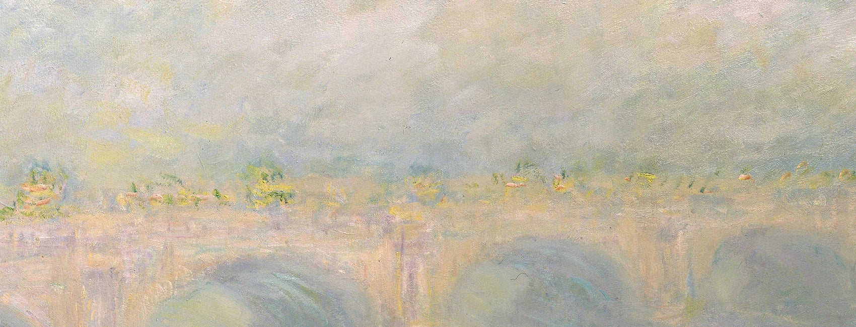 Détail du ciel jaune rosé et des fumées dans Waterloo Bridge W1593 de Claude Monet